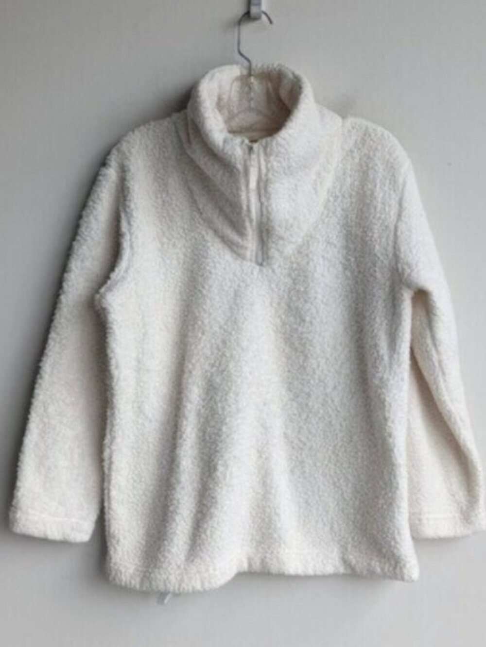 White Teddy Sherpa 1/4 zip pullover sweater